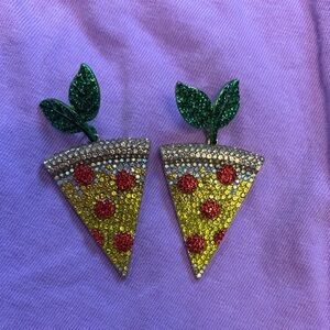 BaubleBar Pizza Slice Earrings with Green and Yellow Accents